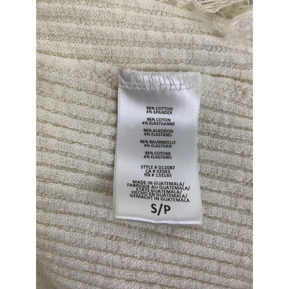 Eri And Ali Sweater Fringe Trim Open Back Cream Ribbed Knit Long Sleeves Small - Picture 10 of 11